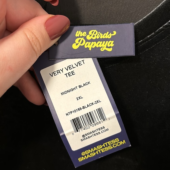 Smash and Tess x The Birds Papaya Velvet Tee - Picture 2 of 3